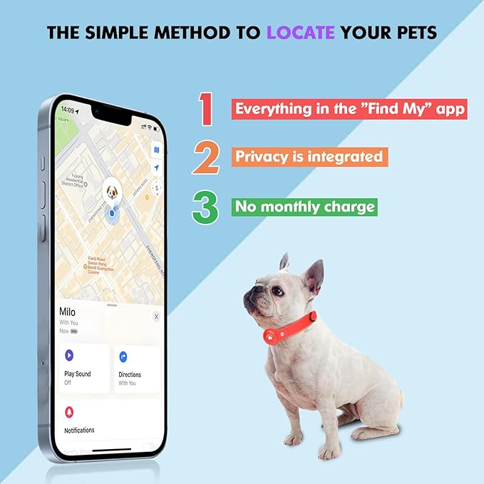 2-in-1 GPS Tracker for Dogs&Cats: Smart Collar with Real-Time Location, No Monthly Fee, Unlimited Range (iOS Only) GPS Tracker Dog Collar- Ideal for Small, Medium Large Dogs(Tracker Included)