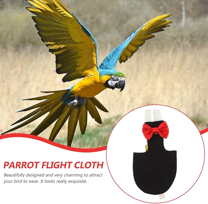Balacoo Reusable Parrot Nappies Washable Bird Diaper Flight Suit with Bow Decor L Size African Pattern Outdoor Bird Clothes Random Color