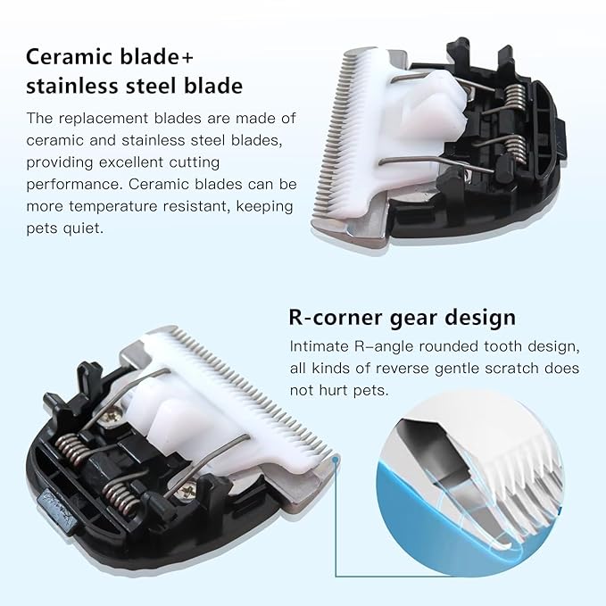 XSPANDER Updated 2pcs Pet Clippers Replacement Blades Fit for oneisall Low Noise Dog Cat Pet Clippers P2, X2, X2 Blue, P2 Blue &A11 Grooming Kit