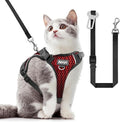 Cat Harness and Leash for Walking Escape Proof Soft Adjustable Cat Leash Breathable Honeycomb Structure Comfortable Vest Easy to Wear Kitten Harness for Outdoor Travel, Honeycomb Red, S