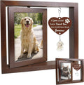 Dog Memorial Gifts for Loss of Dog, Pet Memorial Picture Frame with Two Pet Shaped Fur Keepsake Bottles, Loss of Dog Cat Sympathy Gift, Rotating Wooden Frame for 4x6 Photo