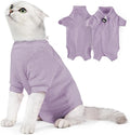 Cat Surgery Recovery Suit - E-Collar Alternative Anti-Licking Spay/Neuter Bodysuit, Soft Pet Surgical Pajamas for Cats, Abdominal Wound Onesie (Purple, Medium)