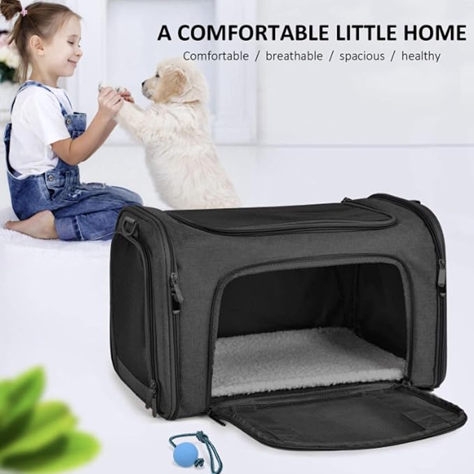 Movelo, Pet Carrier with Two Entrances – Top & Side Opening Soft-Sided Travel Carrier for Cats & Small Dogs up to 25 lbs – Airline Approved, Mesh Ventilation, Removable Pad & Shoulder Strap