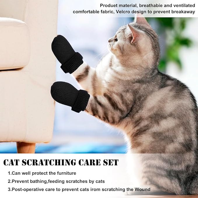 4Pcs Anti Scratch Cat Booties, Cat Anti-Scratch Shoes, Mesh Breathable Shoes for Bathing, Nursing, and Grooming