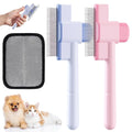 2 Pcs Self-Cleaning Flea Comb for Cats Dogs with Pet Hair Removal Glove – Dual Tooth and Gentle Cat Comb for Long/Short Hair – Ergonomic Zen Brush Cat Grooming/Nit Supplies