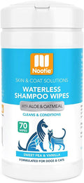 Nootie Waterless Shampoo Wipes for Dogs & Cats (70 Wipes, Sweet Pea & Vanilla)