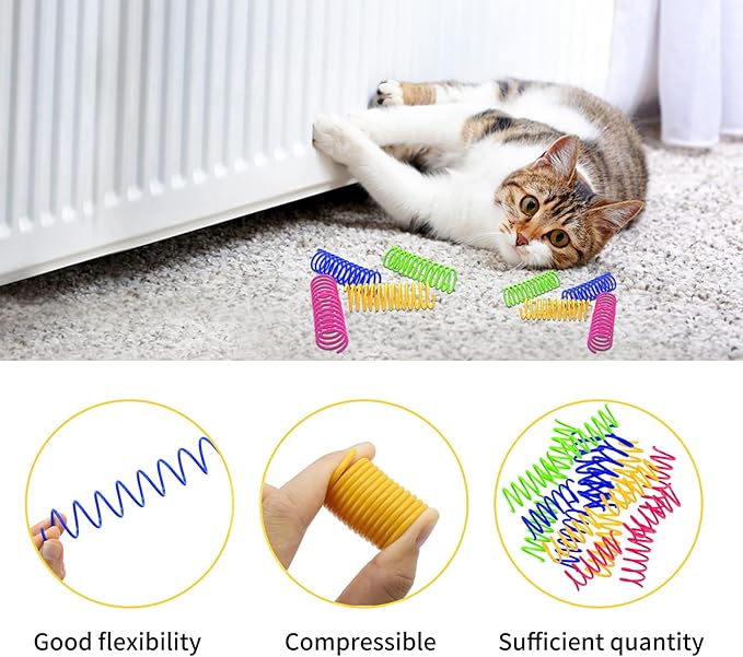 Andiker Spiral Cat Toy, 20pcs Interactive Elastic and Durable Coil Spring Toy for Indoor Cats, Relieves Boredom and Anxiety