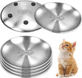 Stainless Steel Cat Bowls with Fishbone Pattern, Metal Cat Food Bowl, 6.7" Wide Whisker Friendly Cats Dishes, Cute Bowl with Non-Slip Pad for Indoor Cats 6 PCS