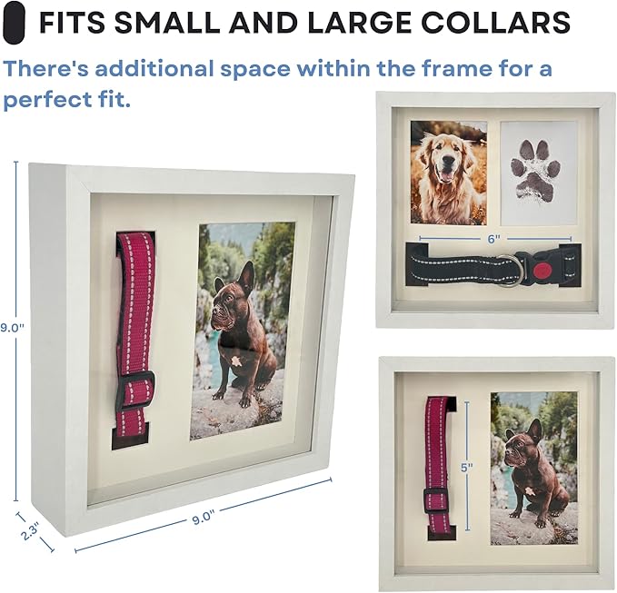 Dog Paw Print Kit for Dogs, Dog Picture Frame with Shatterproof Plexiglass, 4 Customizable Displays, 9”x9”, Pet Memorial Gift for Dogs, Loss of Pet Sympathy Gift, Pet Paw Print Impression Kit (White)