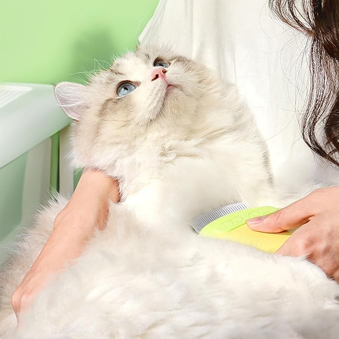 Cat Brush for Shedding – Dual-Function Cat Comb & Small Dog Brush, Furminator for Cats, Fresh Design for Grooming (Yellow)