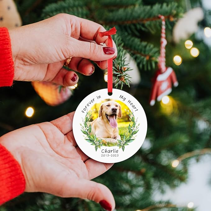 Personalized Christmas Ornaments 2026 Pet Memorial Gifts for Christmas Tree Custom Dogs Picture Photo Name Ornament Customized Cat Pet Xmas Decoration Gifts