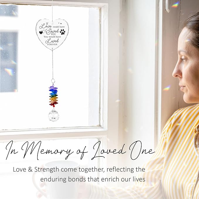Glass Ornament Suncatcher - Memorial Sympathy Gift - Crystal Rainbow Maker for Pets Lovers - Memorial Ornament - Bereavement Keepsake - Mother's Day for Pet Cat Dog Mom Dad