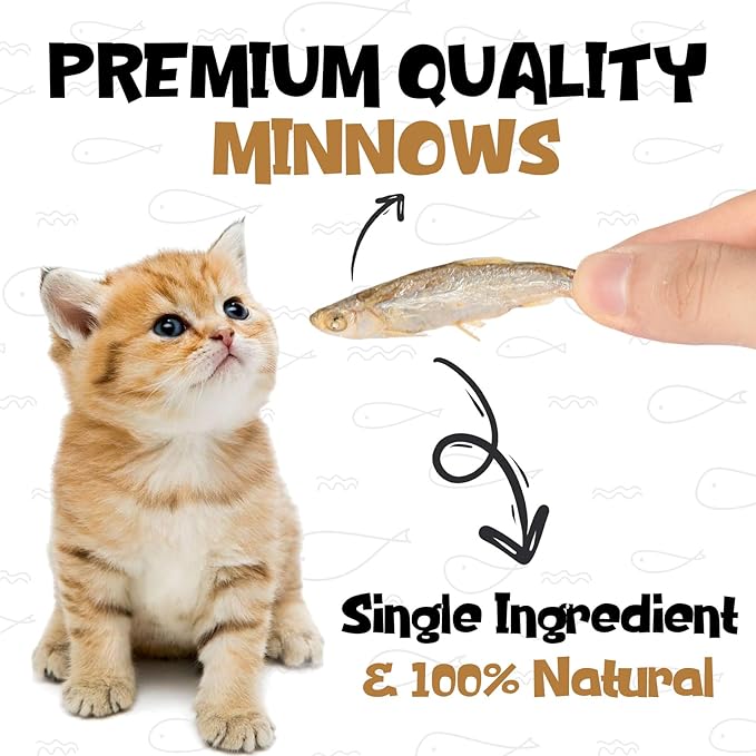 Minnows - Freeze Dried Minnows for Dogs & Cats, 100% Natural Single Ingredient Training Treats, Premium High Protein Snacks, Grain Free (8 oz)