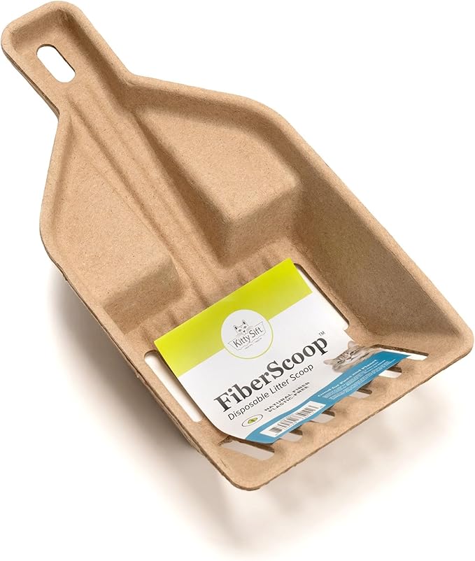 Bundle of Kitty Sift (6-Pack) Large Disposable Cat Litter Box + Kitty Sift FiberScoop Disposable Litter Scooper, Plastic-Free & Sustainable