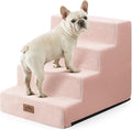 Dog Stairs for Small Dogs, 17.7" Extra Wide Right-Angle Pet Stairs for Couch and Beds, Anti-Slip Dog Steps for Old Cats and Lowrider, 17.7x23.6x17.7 inch, Pink