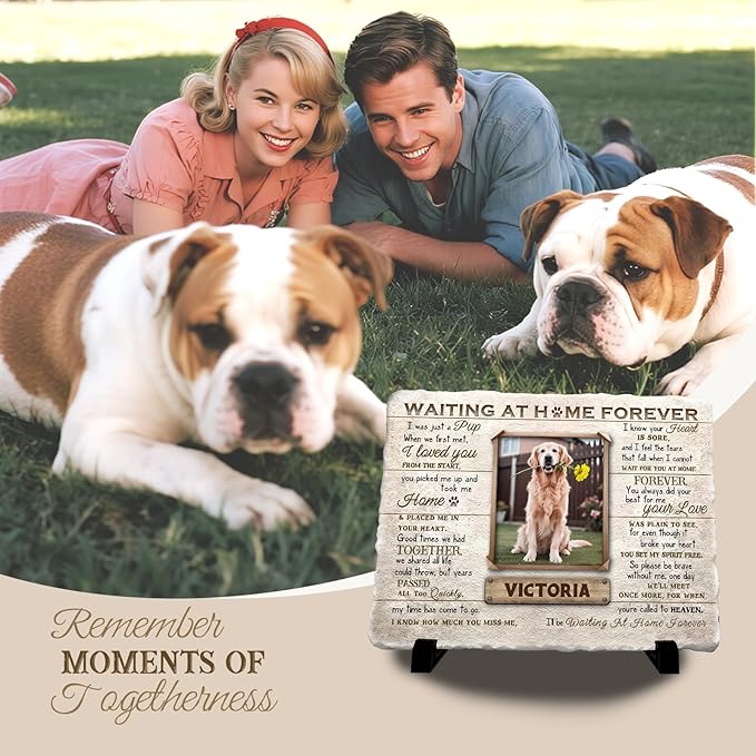 Personalized Pet Memorial Stone, Custom Dog Memorial Gifts for Loss of Dog with Photo Name Date, Dog Remembrance Gift, Loss of Dog Sympathy Gift for Dog Cat Lovers (Quote 01)