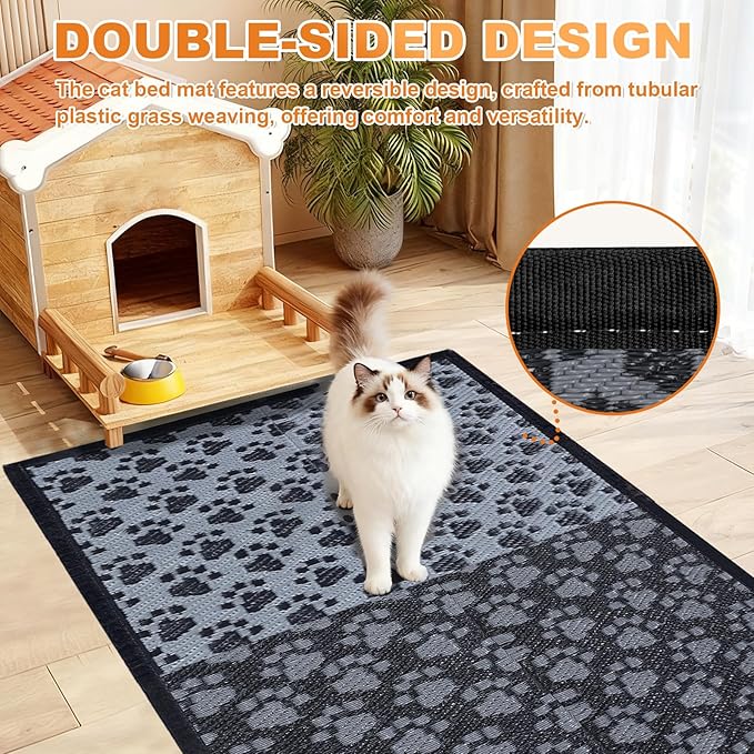 5x4 Feet Cat Bed Mats, Stain-Resistant, Washable and Easy to Clean, Reversible for Double-Sided Use, Convenient Design, Suitable for Both Outdoor and Indoor