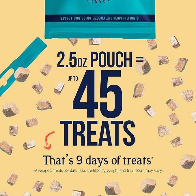 Stewart 100% Chicken Breast Dog Treats, 2.5 oz Pouch, ~45 Pieces, Freeze Dried Raw, Single Ingredient, 74% Protein Training Treats or Meal Topper, Grain Free, Gluten Free