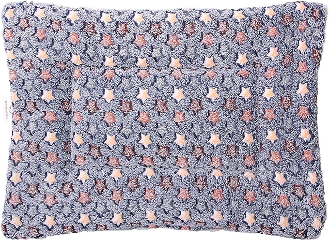 FJWYSANGU Fluffy Pet Cat Blanket Soft Coral Velvet Pet Puppy Cushion Mat Warm Cover Soft Pad Mat(Star V2/Dark Blue,X-Large)