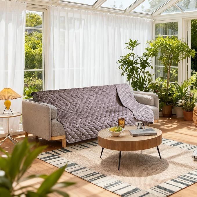 gogobunny 100% Double Sided Waterproof Dog Blanket Soft Pet Bed Cover Reversible Protect Furniture Couch Sofa Car for Puppy Large Dog Cat (Dark Sea Fog/Light Sea Fog, 82x82 Inch (Pack of 1))