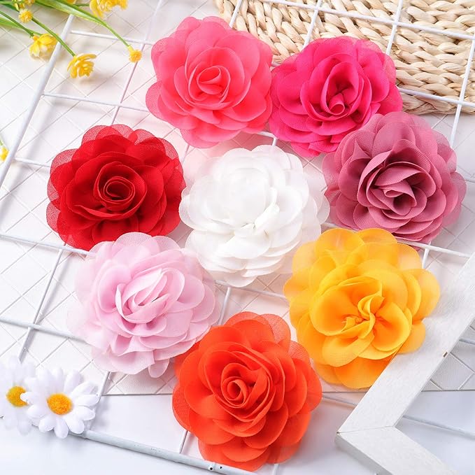 WILLBOND 8 Pieces Dog Flowers Collar Pet Charms Flower 8 cm Cat Pet Bow Tie for Puppy Dog Collar Grooming Accessories(Multi-color)