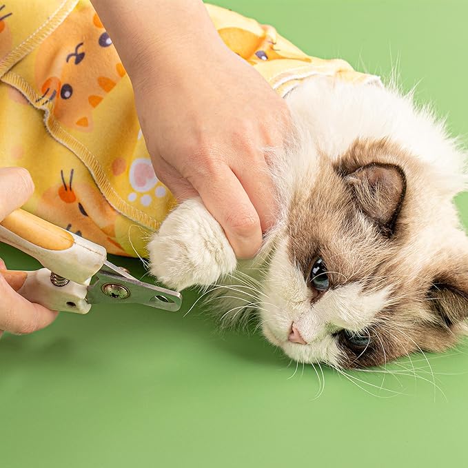 27.5 Inch Cat Grooming wrap Velcro Fabric for Cats Cat wrap for Cutting Nails Pet Grooming Adhesive Restraint Cloth for Calming Anti-Runaway Scratch Bitten Multifunctional Supplies