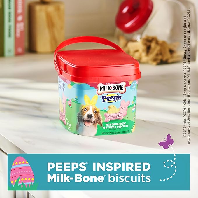 Milk-Bone Peeps Artificially Marshmallow Flavored Dog Treats,22 Oz. Pail,(Pack of 2)