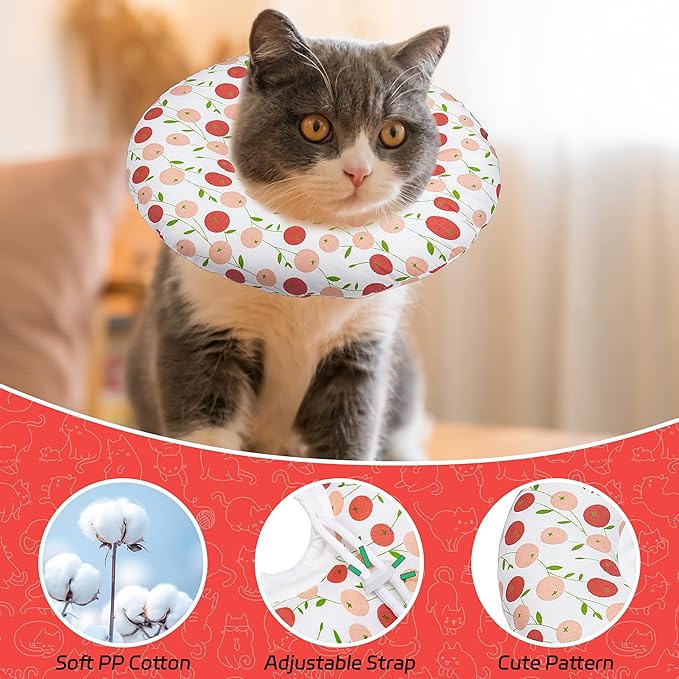 Seyezo Soft Cat Recovery Cone, Adjustable E Collar for Small to Large Cats, Anti-Lick Wound Healing Collar for Kittens (Pink Cherry, Large)