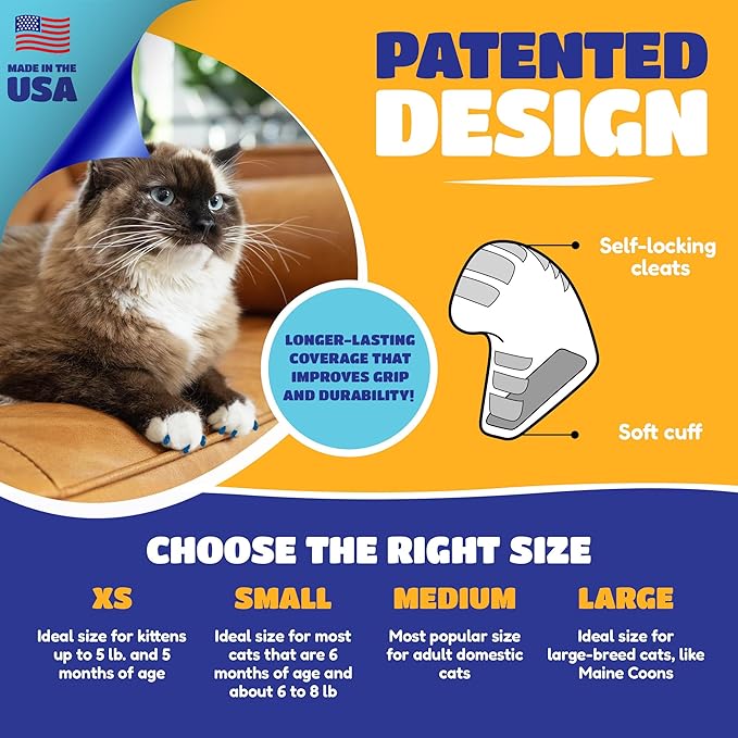 Soft Claws Cat Nail Caps for Medium Cats – (40 Caps, Green and Orange)-Made in USA - Veterinarian-Developed | Protects Furniture & Skin - Easy to Apply, Long-Lasting Anti-Scratch Soft Cat Claw Covers