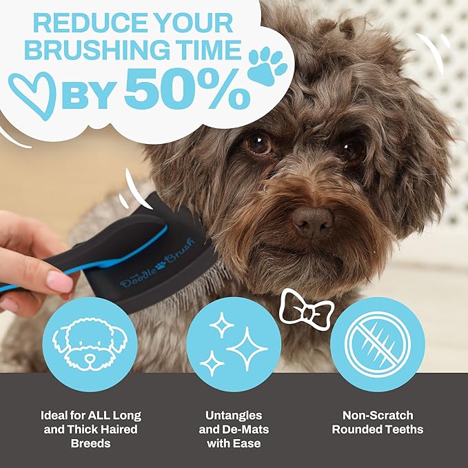 Slicker Brush for Dogs Detangler, Poodle Pin Dematting Dog Hair Brushes, Extra Long Pin Slicker for Goldendoodle, Cockapoo, Cavapoo, Tangle-Free Grooming Shiny Coat Pet Brushes
