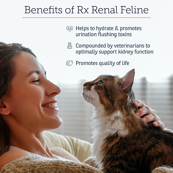 Rx Vitamins Renal Feline - Cat Kidney Support with Milk Thistle for Cats - Anti Inflammatory for Cats - Boosts Antioxidant Health & Liver Support - Cat Immune Booster - 120 Capsules