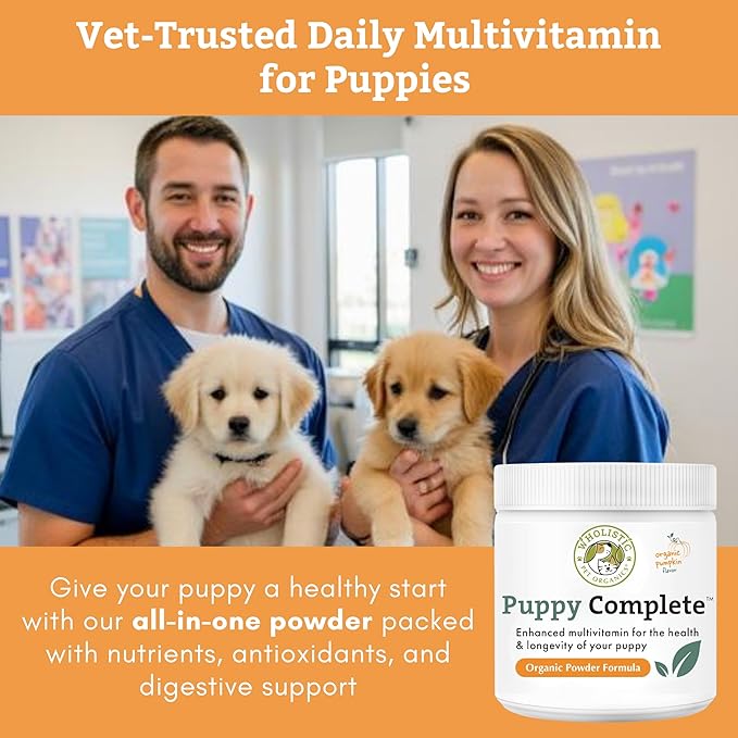 Wholistic Pet Organics Puppy Complete - Dog Multivitamin Powder - Daily Dog Vitamins and Supplements for Homemade Food - Immune System, Skin, Coat & Overall Health - All Breeds of Puppies - 22 Scoops