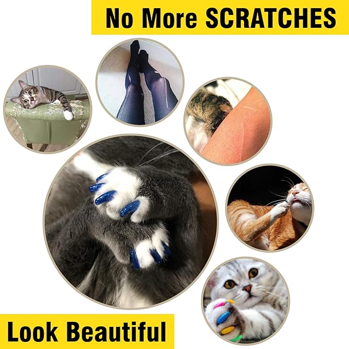 zetpo 100 pcs Cat Nail Caps | Cat Claw Covers | with Adhesives and Applicators (XS, Metal Red, Bronze, Gold, Silver, Pearl White)