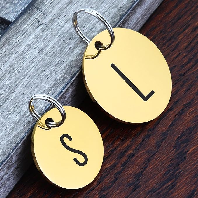 Ultra Joys Personalized Dog Tags for Pets - Durable Stainless Steel Customizable Dog Cat ID Tags - Dog Tags for Safety Optional Engraved on Both Sides -Birth Flower Round Dog Tag Small, Gold