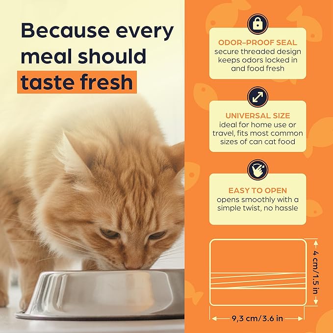Canned Cat Food Storage Container Patent Pending Reusable Airtight Can Cover Pet Food Sealer - Keeps Cat Food Container Sealed and Fresh in the Fridge, Eliminates Odor (2 pack)