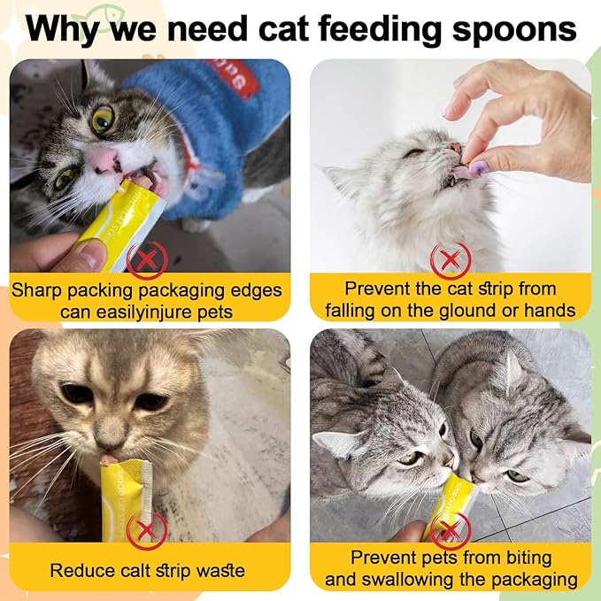 Cat Treat Spoon Squeeze, Sliding Kitten Strip Feeder Suitable for Puree and Delectables Bisque Lickable Wet Cat Treats, 3 Pcs Pet Food Dispenser for Puppies Small Pets