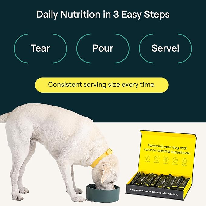 POP-Topper Dog Food Meal Toppers – Multivitamin Powder for Dogs 35 lbs & Up - Delicious Bone Broth Base with 6 Human-Grade Superfoods - Supports Joints, Gut, Skin & Coat - 30 Packets