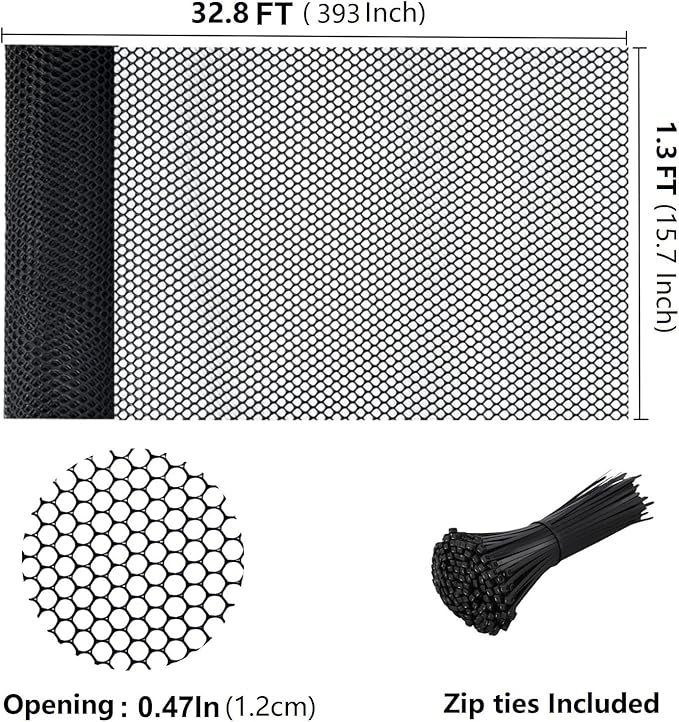 Plastic Chicken Wire Mesh Fencing, 15.7IN x 32.8FT Rigid Plastic Wire Mesh Fence Roll, Garden Balcony Fencing Barrier Netting for Farms, Poultry, Yards, Dog, Cat (0.4m x 10m)