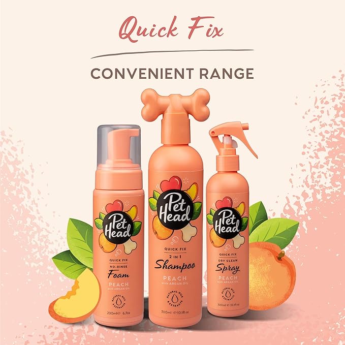 Pet Head Quick Fix Paw and Body Wipes for Cats and Dogs | Peach Scent with Aloe Vera | Biodegradable Pet Hygiene Cleaning Wipes | pH-Neutral | Vegan | for an Easy & Speedy Freshen-Up | 160 Pack