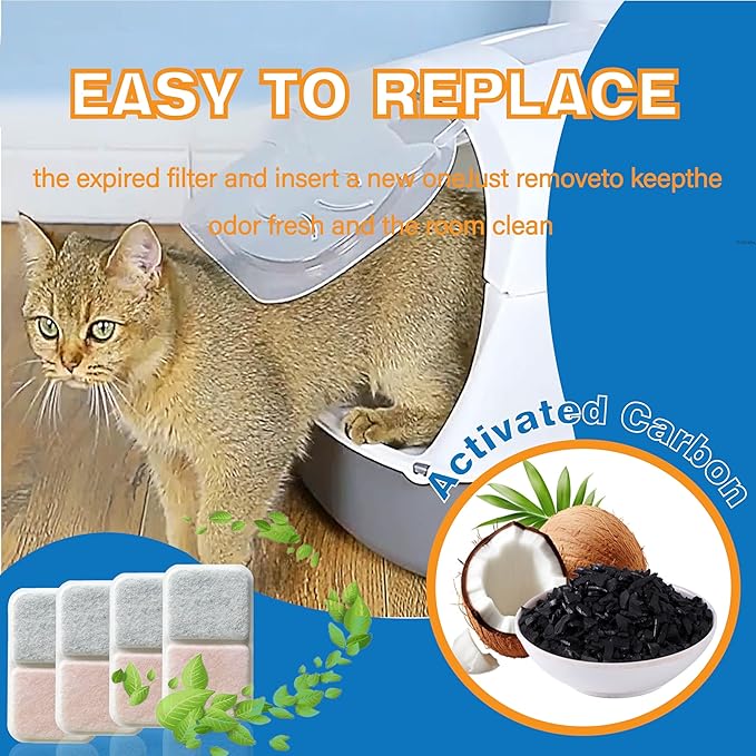 8 Pack Filter Replacement Compatible with Catit Airsift Jumbo/Regular/Smartsift Box, Dual Action Filter to Keep Catit Litter Box Fresh Smell，Cat Litter Box Filters Pads Replacement
