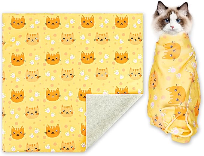 27.5 Inch Cat Grooming wrap Velcro Fabric for Cats Cat wrap for Cutting Nails Pet Grooming Adhesive Restraint Cloth for Calming Anti-Runaway Scratch Bitten Multifunctional Supplies