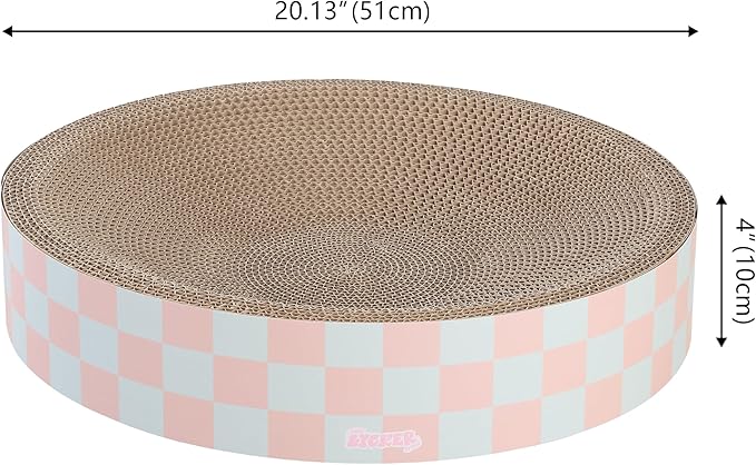 CSR1010E Nelson 20.13" Modern Cardboard Round Bowl Cat Scratcher with Catnip, Strawberry Milkshake