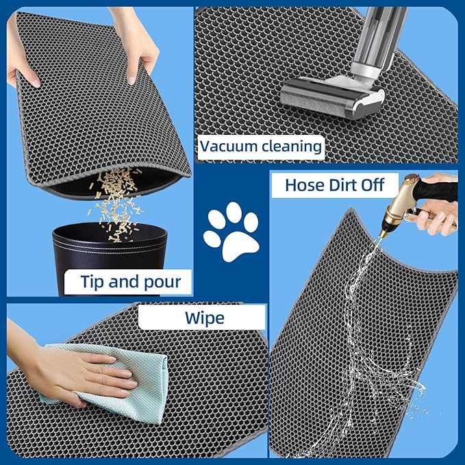 Cat Litter Mat Large Cat Litter Trapping Mat 30x24 inch Double Layer Urine and Water Proof Kitty Litter Box Mat XL