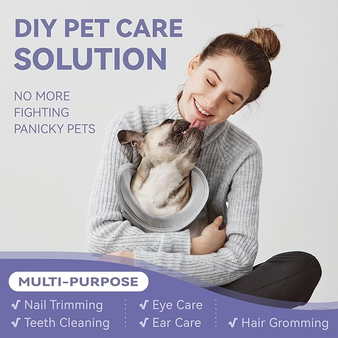Dog Grooming Hammock Harness for Dogs & Cats with Pet Nail Clipper Trimmer - Cat Hanger Sling for Trimming Clipping Nails- Dog Hammock Restraint Bag for Small Medium Large pet （ Grey L ）