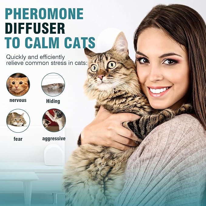 Cat Calming Diffuser 8 in 1 Multicat Pheromone Diffuser Pheromones to Calm Stress and Anxiety Relief Products Plug in Refill Anti Aggression for Cats Spraying No More Stop Cat from Urinating, Blue