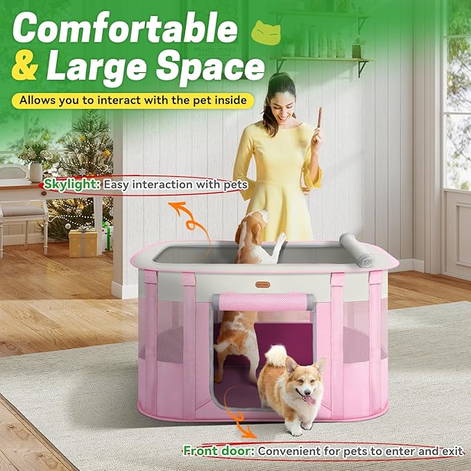 Foldable Pet Playpen - Cat & Puppy Playpen, Travel Dog Crate with Carrying Case, Cat Tent Dog Pen for Outdoor Camping Use