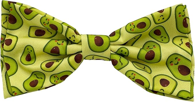 Huxley & Kent Pet Bow Tie for Dogs & Cats - Adjustable Hook & Loop Collar Accessory - Cute & Comfortable for Holidays & Celebrations - Happy Avocados, Large