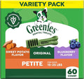 Greenies Veterinarian-Recommended Adult Natural Dental Dog Treats Petite Size, Variety Pack Flavor, (3) 12 oz. Packs, 60 Count