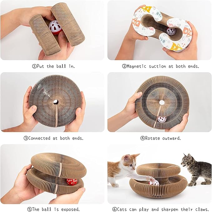 Kitty Kurlz Magic Organ Cat Scratcher Toys for Indoor, 2 Pack Twisty Paws Kitten Toy Cardboard Scratching Pads for Claw Grinding Interactive Mental Physical Exercise