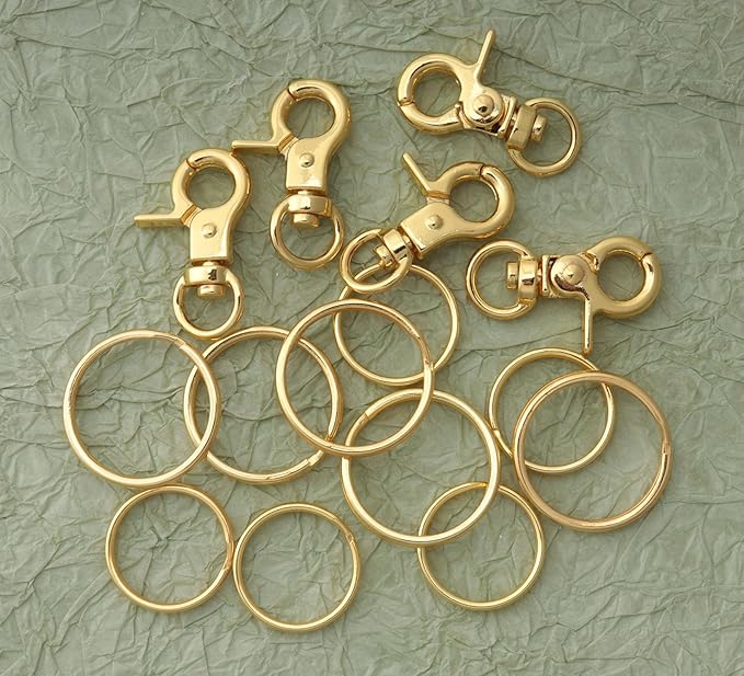 5 Pcs Dog Tag Clips with 5 Pcs 3/4 Inch 1 Inch Keychain Metal Rings for Pet Kitten Cat Collars ID Holder